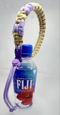 パラコード　ペットボトルホルダー　カップホルダー　金　紫　バックル付き