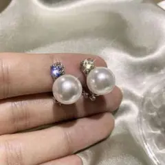 イヤリング　パール 一粒 ホワイト　入園式　卒園式　結婚式