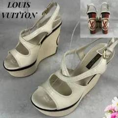美品✨LOUIS VUITTON LVロゴ 厚底 ウエッジサンダル 34.5 白