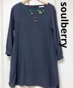 soulberry 花 刺繍入り 長袖 チュニック ワンピース Mのサムネイル