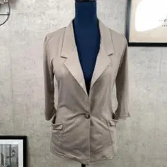 ノーブランド テーラードジャケット カーディガン とろみ M グレー 無地