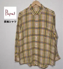 Papas パパス　長袖シャツ　リネンシャツ　サイズMのサムネイル