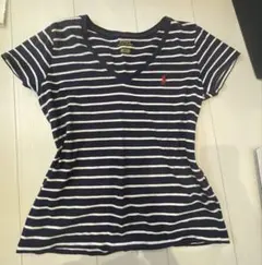 Polo Vネック半袖Tシャツ ネイビー/ホワイトのサムネイル