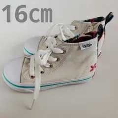 《16㎝》新品　VANS ハイカットスニーカー 花柄刺繍 サイドジップ