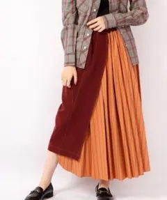 TRANOI トラノイ ギャザー 異素材 フレア ロングスカート Ⅰのサムネイル