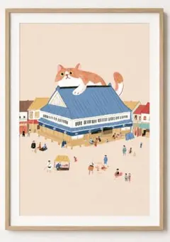 ＜屋根の上の巨大猫と江戸の町＞ 現代アート