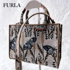 【美品】 FURLA フルラ オポチュニティ ショルダー　2way 総柄 蝶