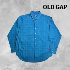 00s OLD GAP グリーン系 BDチェックシャツ 紺タグ ボタンダウン
