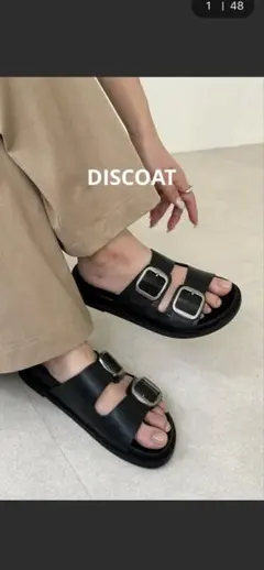 未使用！DISCOAT 2ベルトフットベットサンダル ブラックのサムネイル