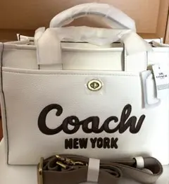 COACH　コーチ　カーゴトートバッグ３４　ペプルレザー　ホワイト　アウトレット