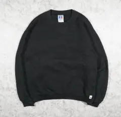 90s USA製 Russell ラッセルアスレチック 前Vスウェット 無地 黒