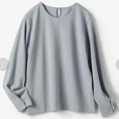 ドゥクラッセ カットジョーゼット 袖タックプルオーバー ブルー Sサイズ