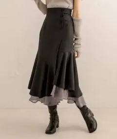 ブラック　裾シフォンマーメイドスカート　Olive des OLIVEのサムネイル