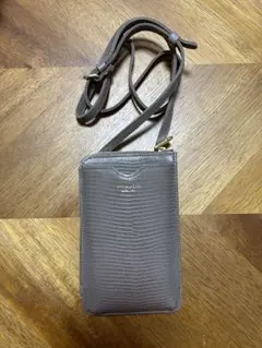 グレー クロコダイル風 スマホショルダーバッグ