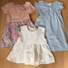 アイボリー フリル付きティアードワンピース 110 100 まとめ売り　女の子