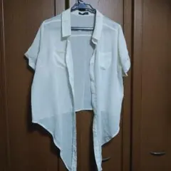 前結びシャツ　レモンクリーム色　４L　レディース　大きいサイズ