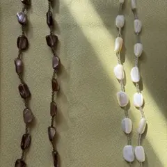 ブラウンホワイトビーズネックレス2本セット