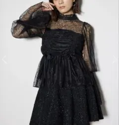 riendaコルセット風シャーリングレースブラウス