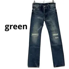 グリーン green 現HYKE ペンキ加工 セルビッジ ダメージジーンズのサムネイル