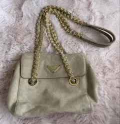 プラダ PRADA スウェードチェーンバック