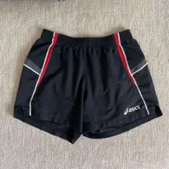 asics メッシュショートパンツ 黒/赤