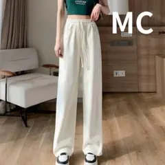 低身長向けサイズ対応 ワイドパンツ ワイドストレートパンツ ホワイト MC