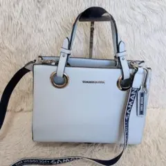 サマンサベガ　スクウェアバッグ　ロゴベルト　水色　2way