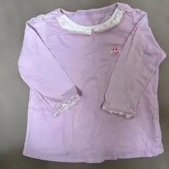 薄紫色 長袖Tシャツ 花柄襟　ホットビスケット