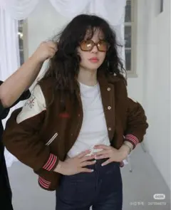 freckle韓国ブラウン スタジャン ホワイトパッチ付き