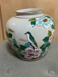 九谷焼 花鳥文 金彩 花瓶 和風 飾壺 約20cm