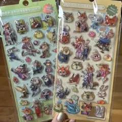 ズートピア　 2枚セット　ウォーターシール　立体シール　ぷくぷくシール