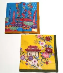 花柄デザインハンカチ薄手2枚セット