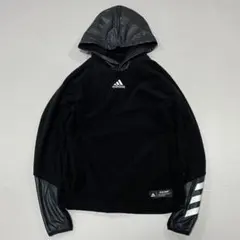 00s Adidas フリース パーカー 異素材切替 ナイロン Tech y2k