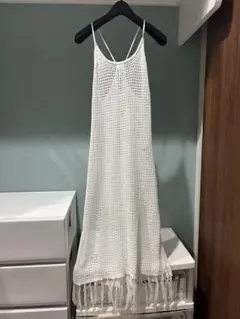 ホワイトキャミワンピース フリンジ付き　wcloset