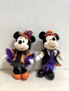ディズニー　ミッキー&ミニーぬいぐるみバッジセット
