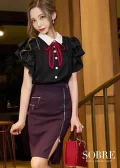 【完売品☆】Sobre/ソブレ 刺繍ラッフルスリーブワンピース ミニ Mサイズ