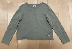プチバトー カーキ ボタン付きカーディガン 6ans 116cm