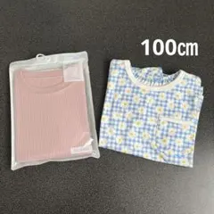 新品　GU 女の子　100㎝　２点　半袖花柄　水色　ワッフル　ピンクのサムネイル