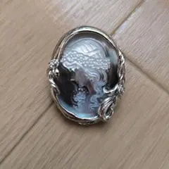 ヴィンテージシルバーブローチ 女性の横顔