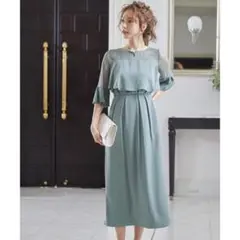 新品未使用✨️niana レース袖Iラインワンピースミントグリーン M 結婚式