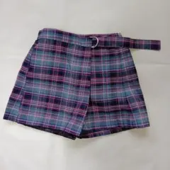 チェック柄ウエストベルト付きキュロット 140cm~LOCK HEAVEN