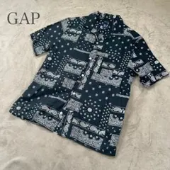 GAP バンダナ柄 半袖シャツ XS メンズ　リネン　ペイズリー柄　開襟