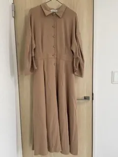 [お値下げ] ベージュ ロングシャツワンピース