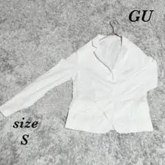 GU ジーユー (S) ジャケット 麻混 ポケット すけ感あり 長袖
