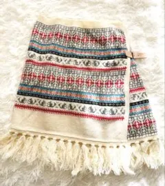 TOMORROWLAND （MACPHEE）ニット巻きスカート　M 革ベルト