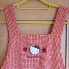 ハローキティ エプロン 赤と白チェック