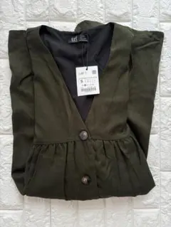 ZARA trf シャツワンピース カーキ 未使用タグ付き