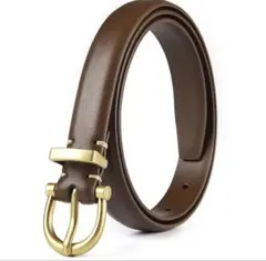 細ベルト　本革　レディース　ベルト　茶色 95cm ウエスト64〜84cm