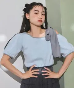 ナイスクラップ 水色 半袖ニット