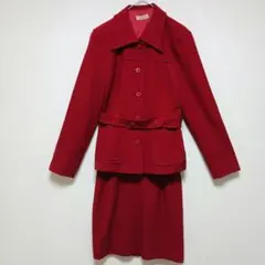 ５th CLUB　セットアップ　ジャケットスカート　赤 ウール フリーサイズ